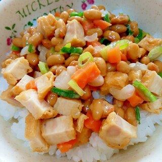納豆の食べ方-チキンナゲット＆ピクルス♪
